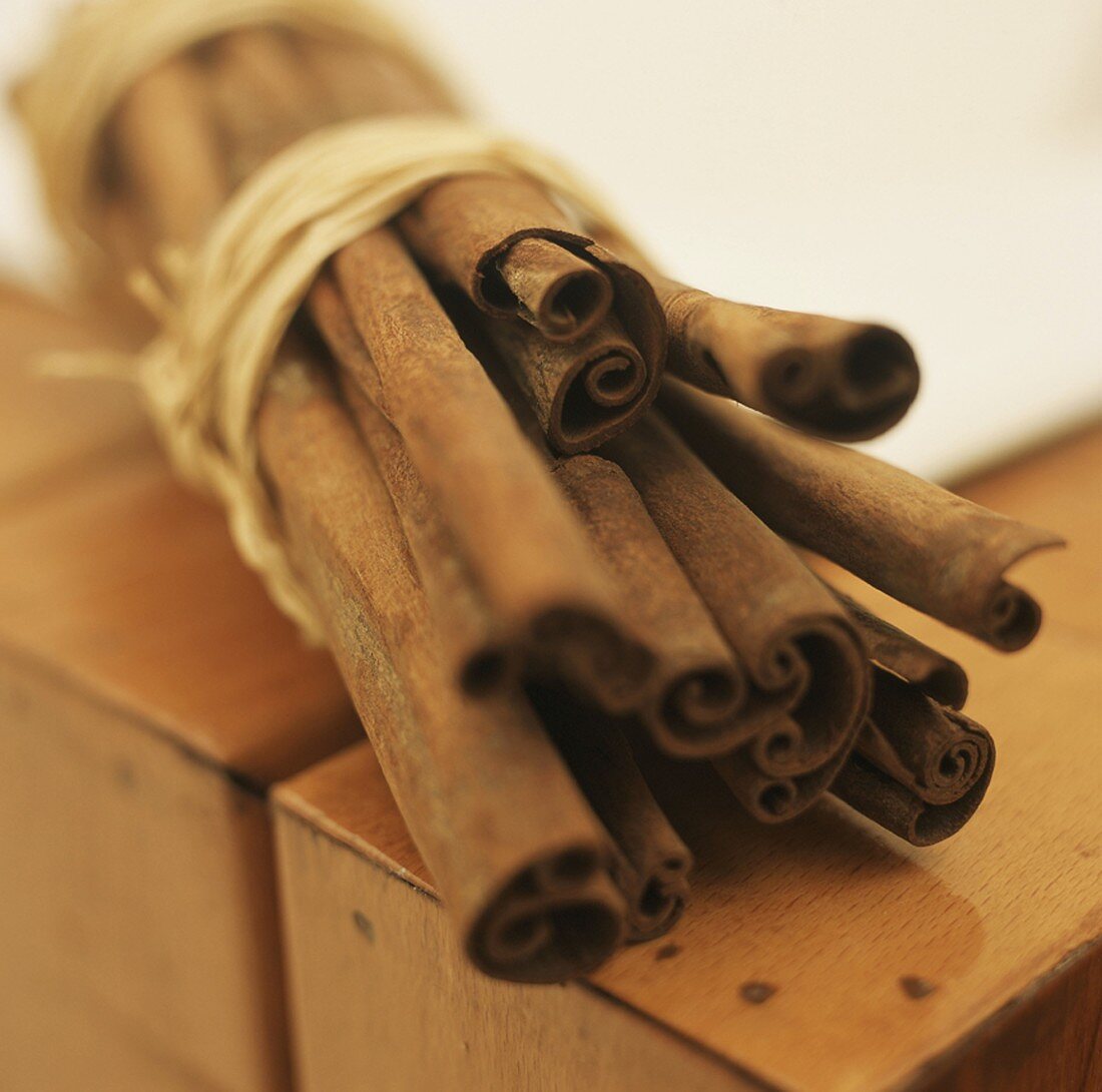 Bundle of cinnamon sticks (close-up)