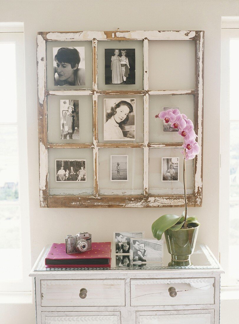 Picture frame over a chest of drawers