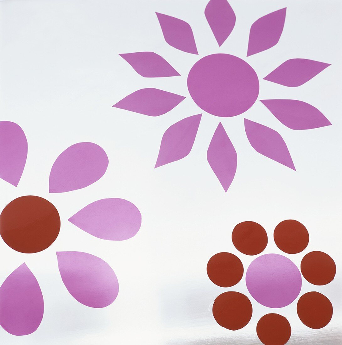 Coloured flower patterns on glass