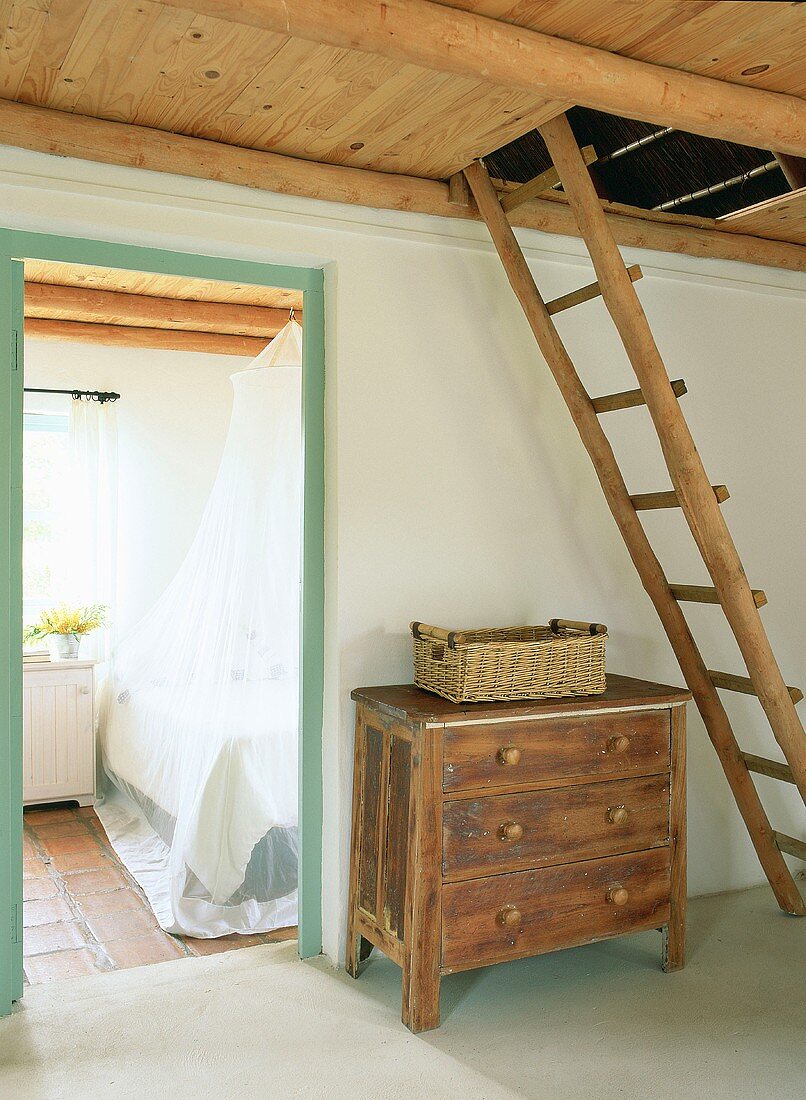 Ladder leading to attic