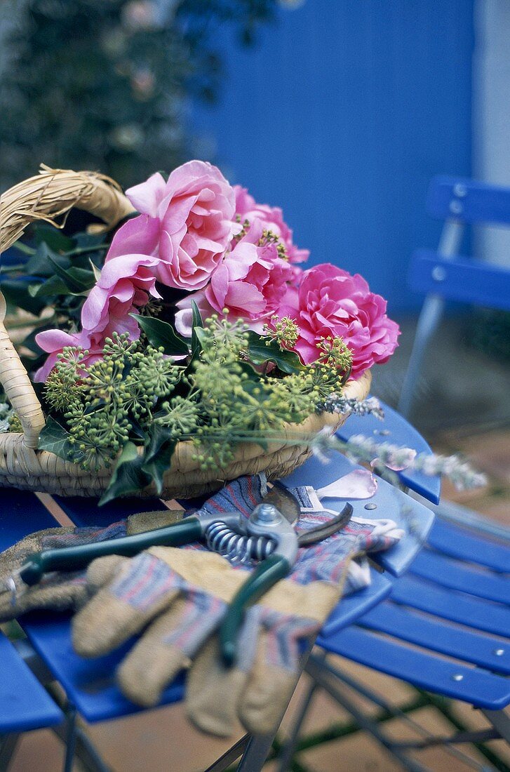 Cut flowers in basket