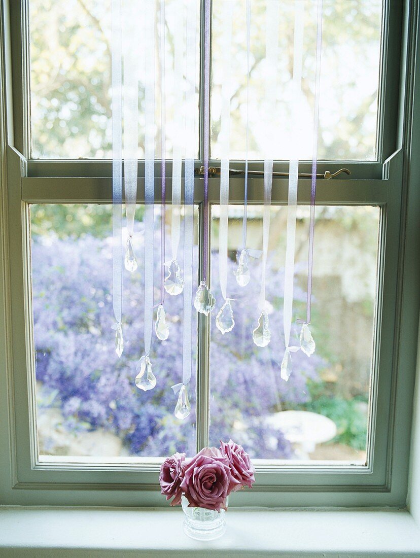 Ornaments decorating window