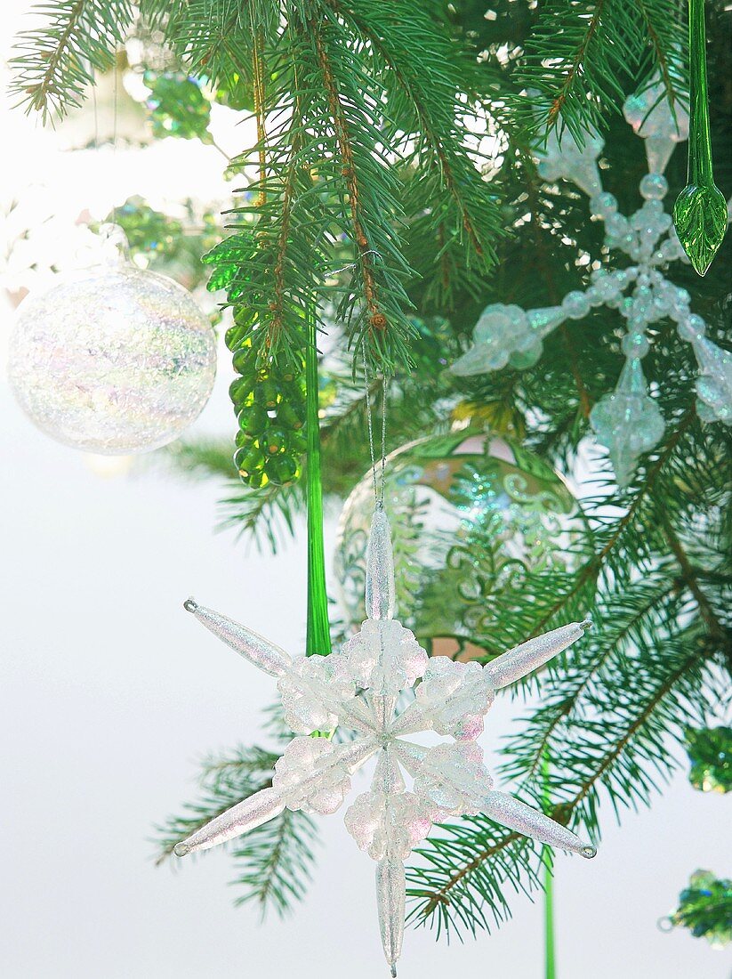Glass decorations on Christmas tree