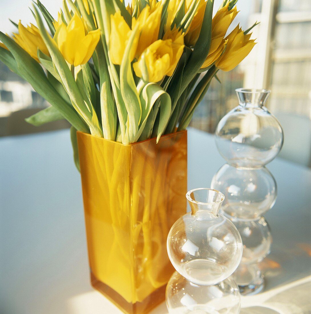 Tulpen in einer Glasvase
