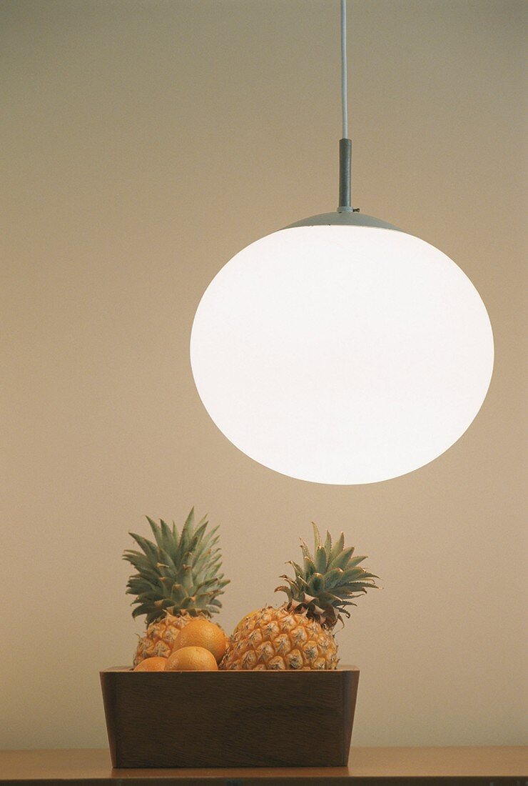 Pineapple in fruit bowl