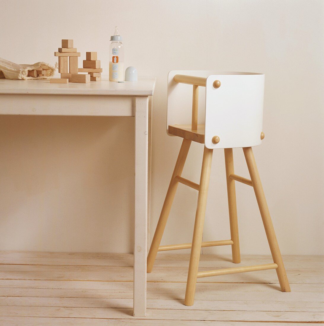 A table and a highchair