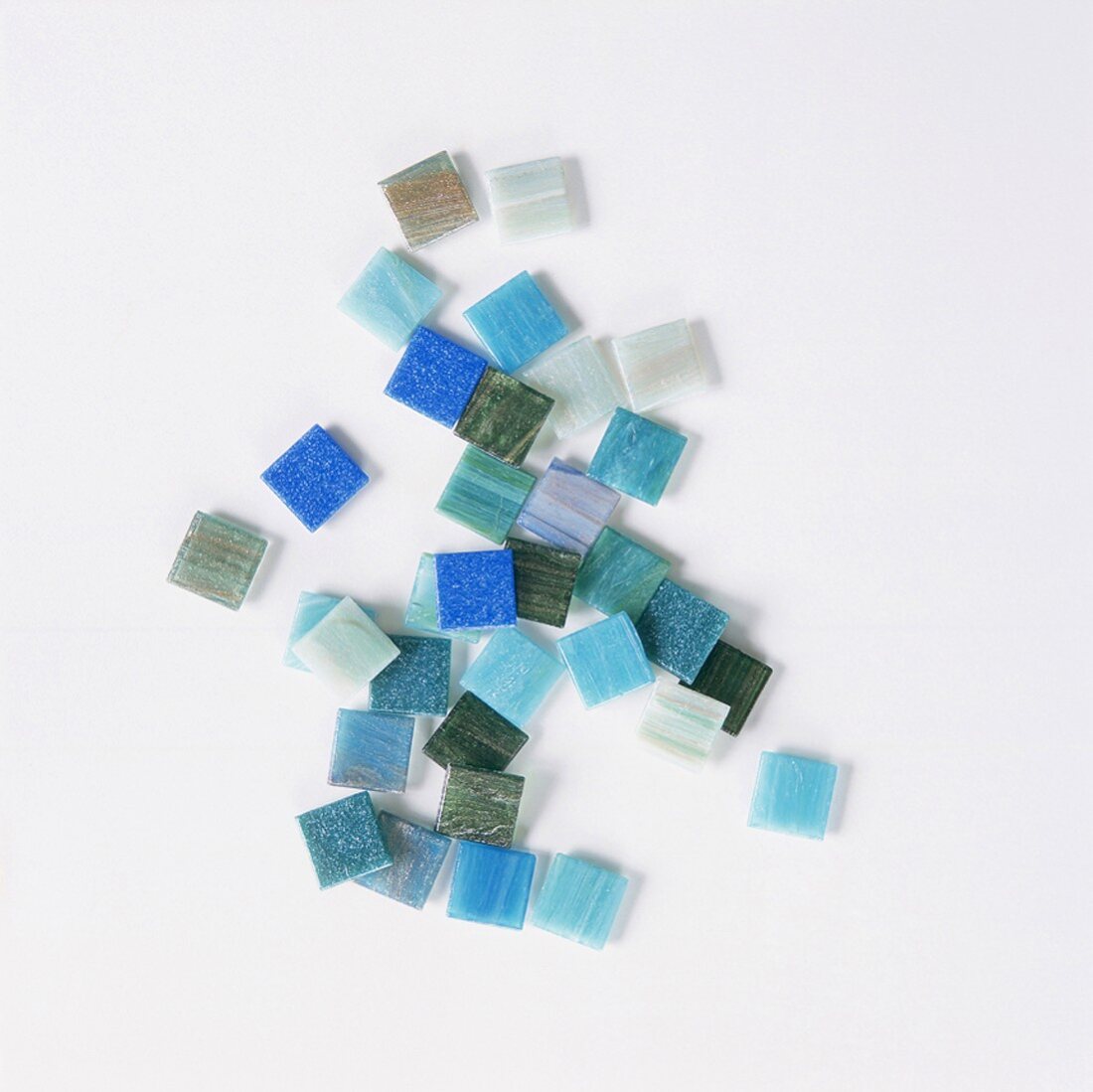 Glass tesserae in shades of grey and blue