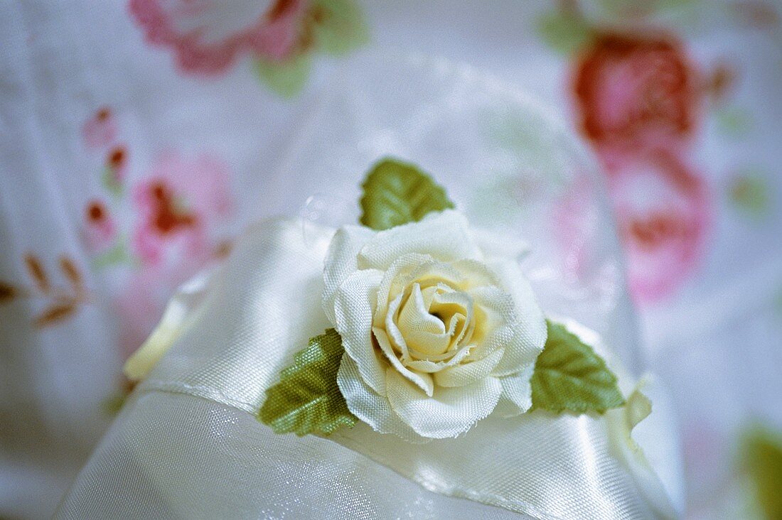 Floral fabric and silk with silk rose