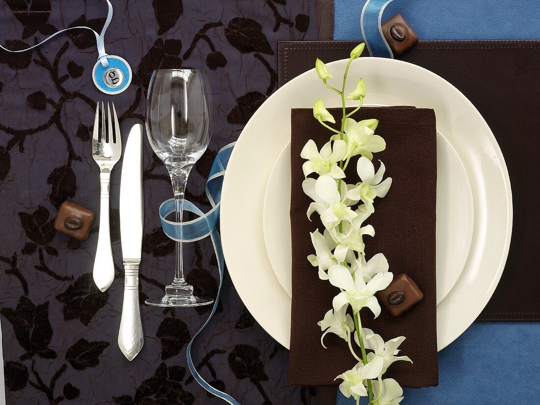 Place-setting with orchids
