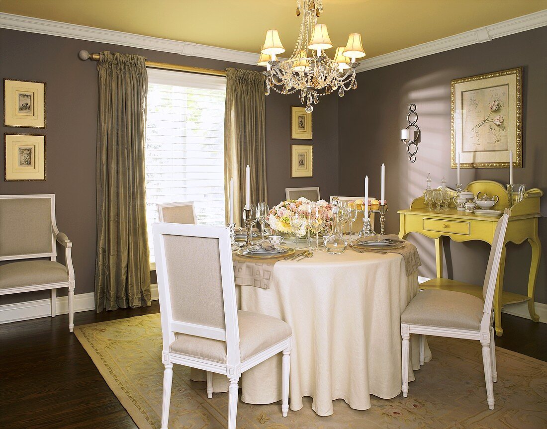 Table laid for special occasion in dining room