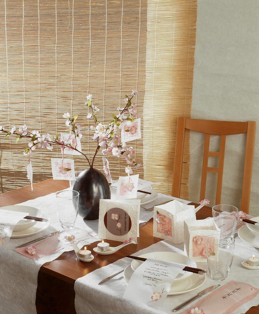 A festive table laid for an Oriental meal