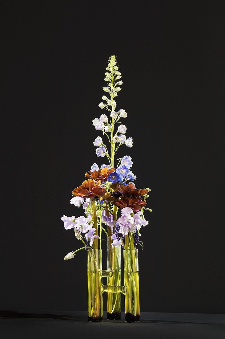 Flower arrangement with delphiniums