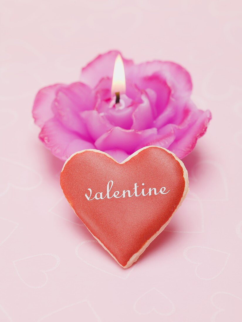 Valentine's Day biscuit, rose candle