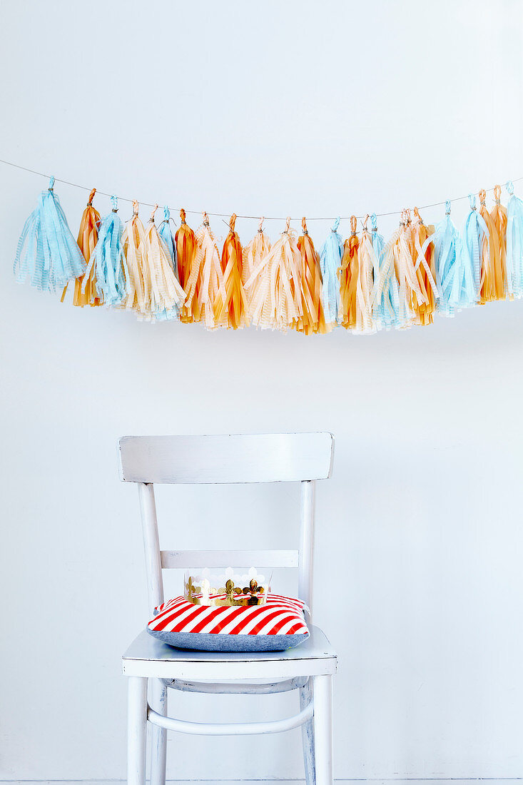 Tissue paper garland and chair