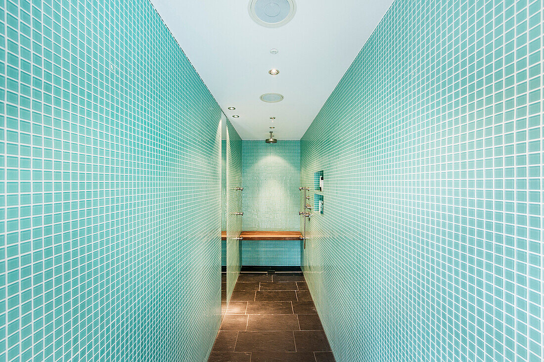 Shower inside a villa, Sauerland, Germany