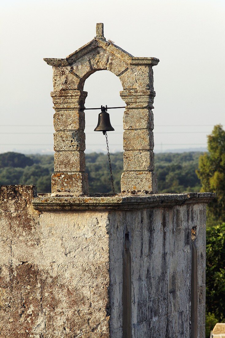 Italian bell tower on an old house
