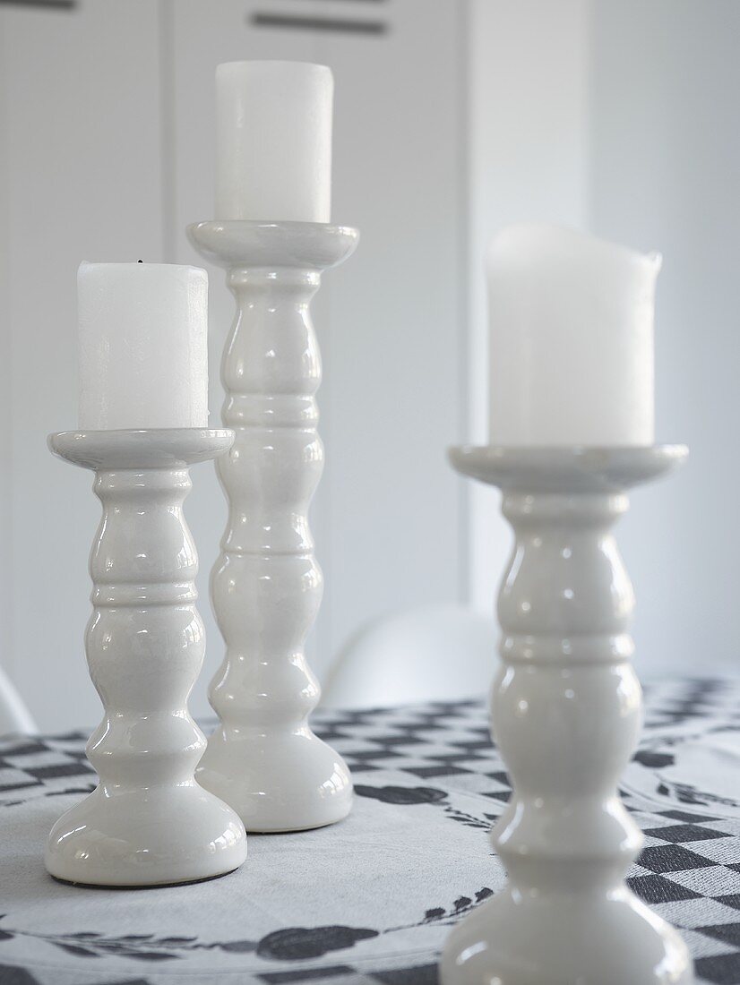 White porcelain candlesticks