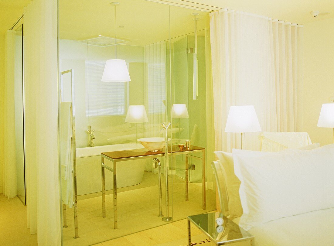 Hotel bedroom suite with ensuite bathroom
