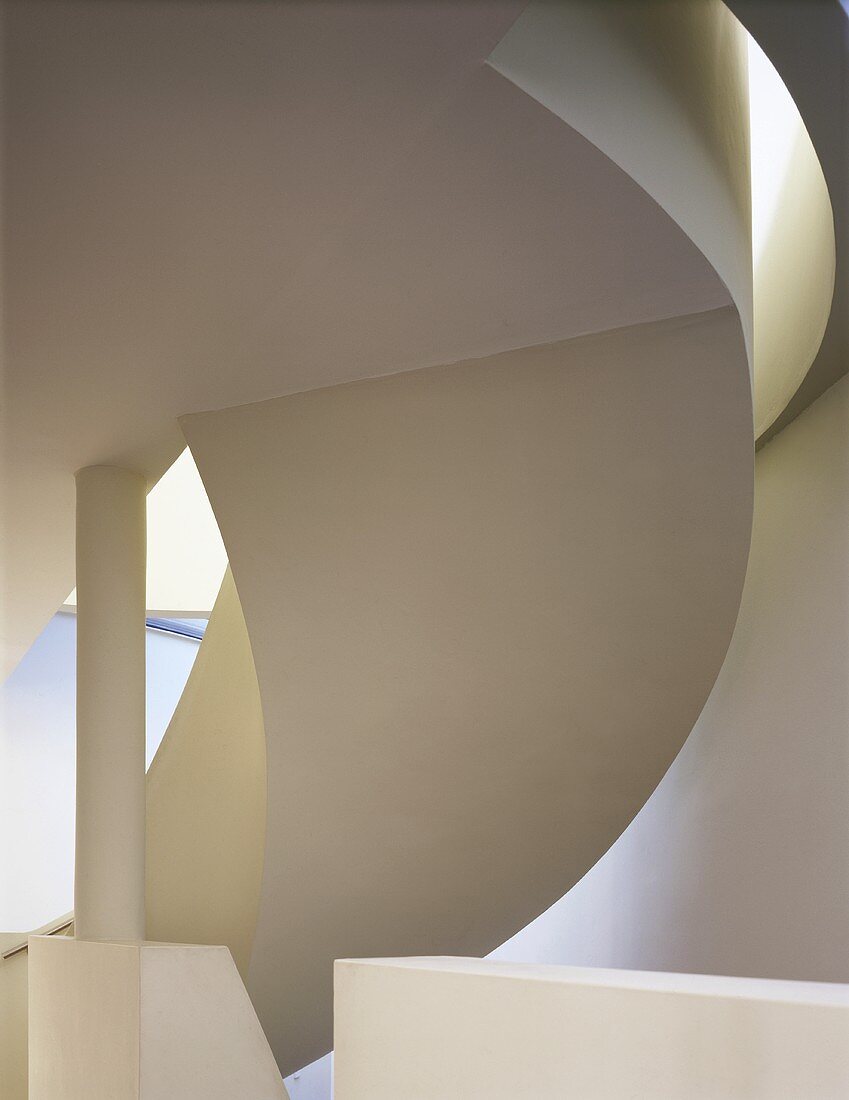 Section of a modern curved staircase (bottom view)