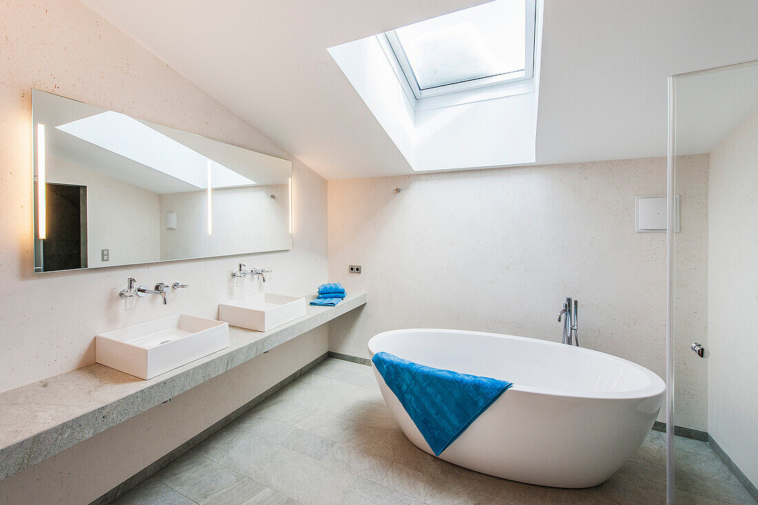 Bathroom in a penthouse in a modern alpine style, Kitzbuehel, Tyrol, Austria, Europe