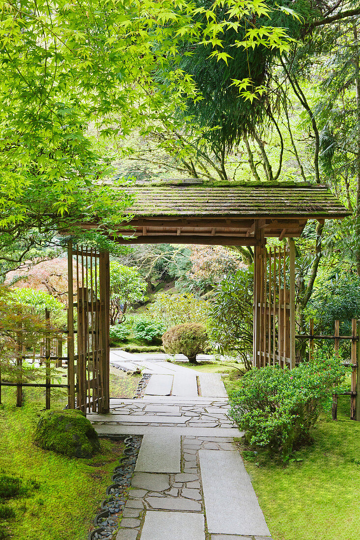 Gazebo in Japanese Garden, Portland, Oregon, United States