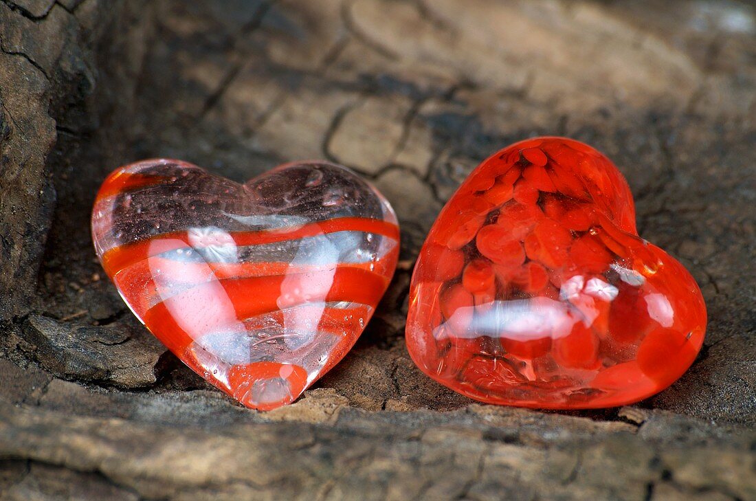 Two glass hearts