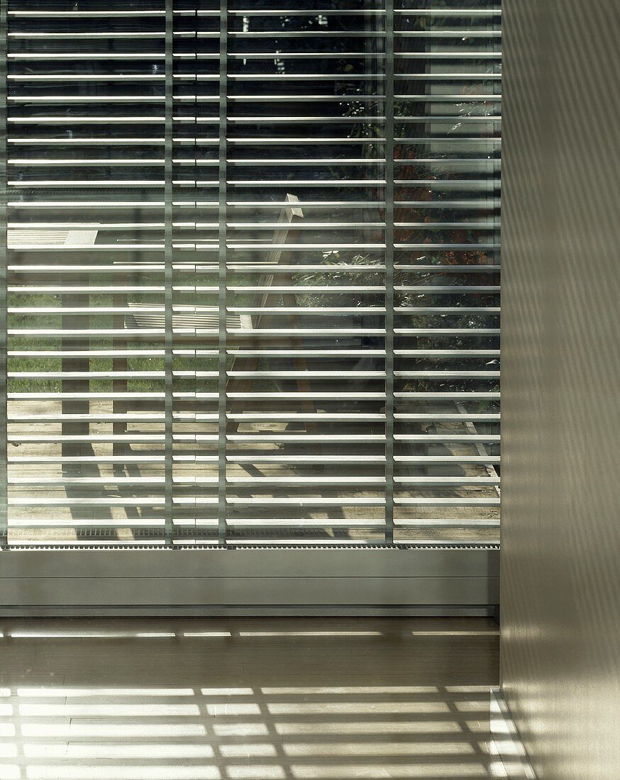 Detail of a window with blinds