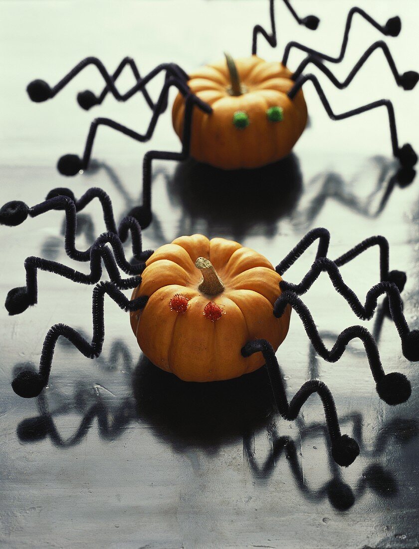 Ornamental gourds with spider legs (Halloween decoration)