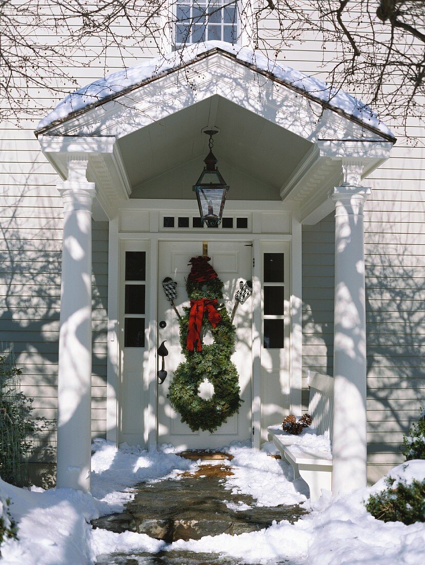 Schneemann aus Türkränzen (Weihnachtsdeko, USA)