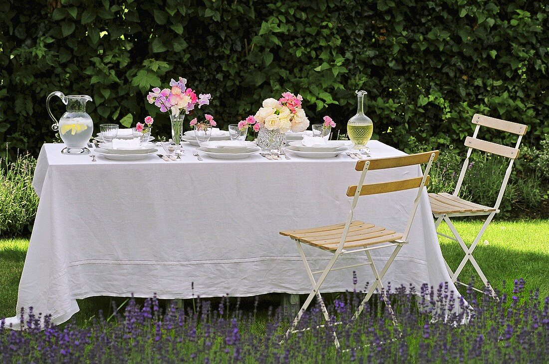 Laid table in a garden