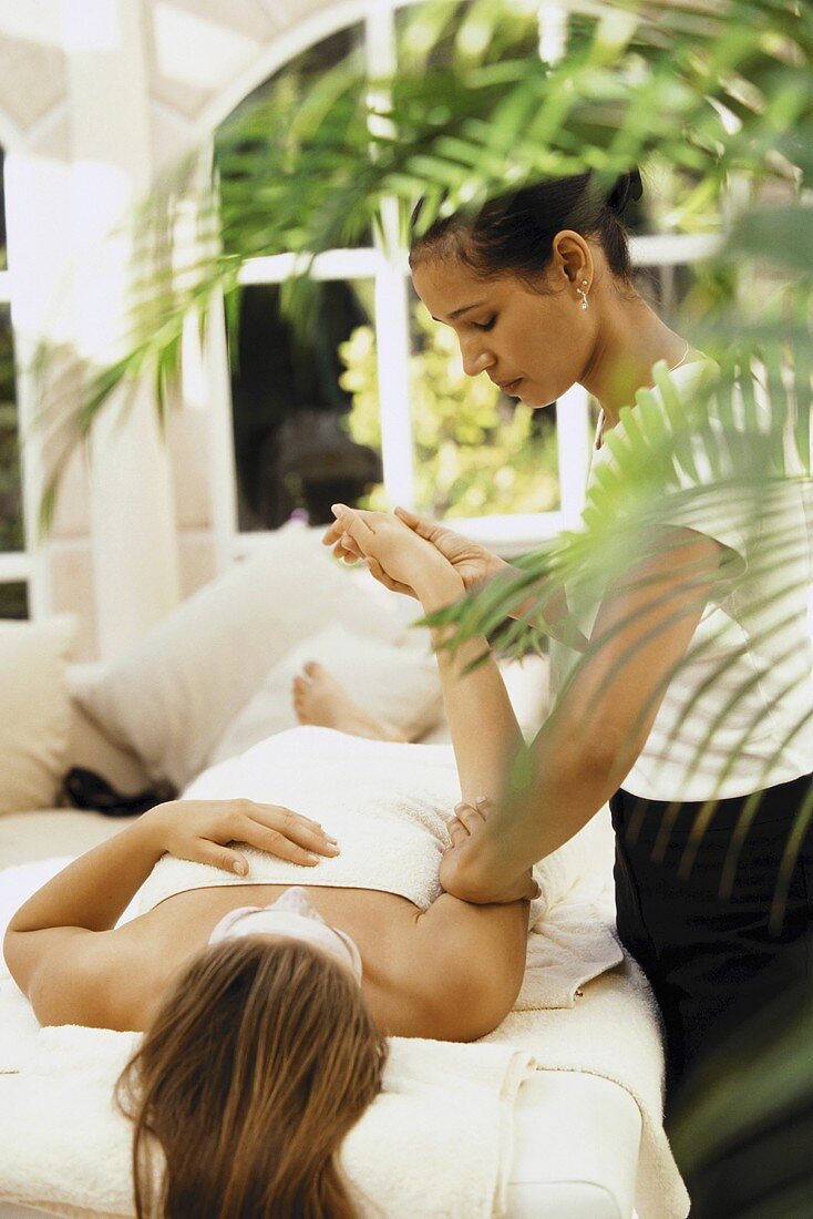 A woman having a massage