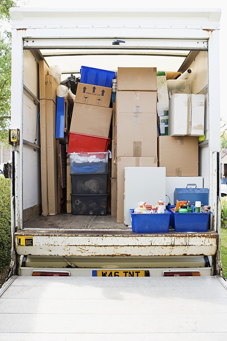 Boxes in a removal van