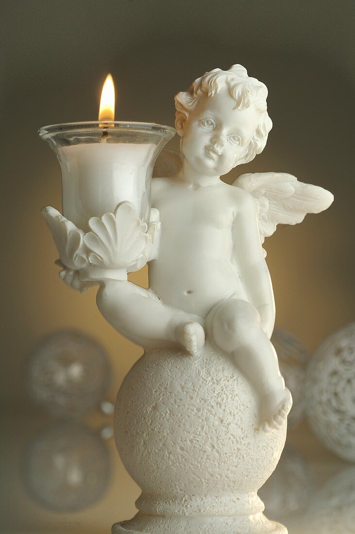 White Christmas angel (candle holder)