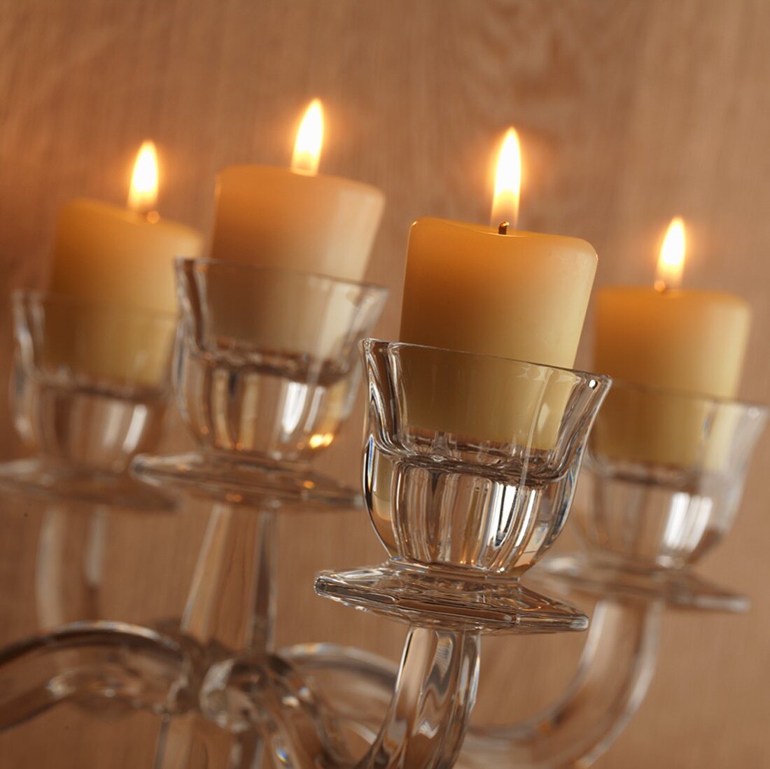 Burning candles in candelabrum