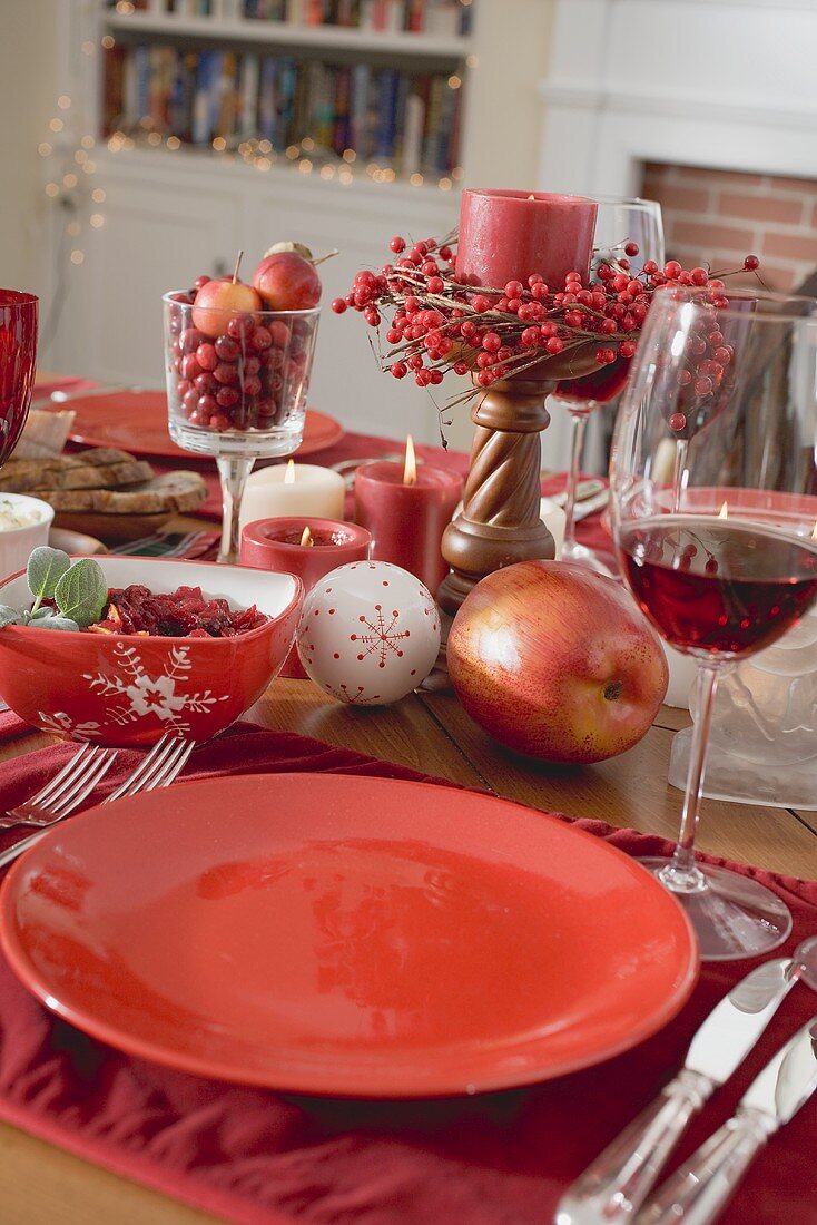 Place-setting on Christmas table