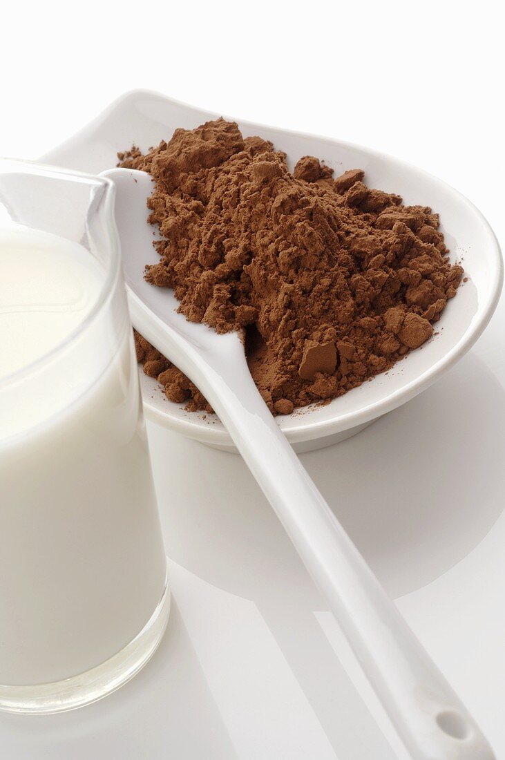 Zutaten für Kakaobad (Milch und Kakaopulver)