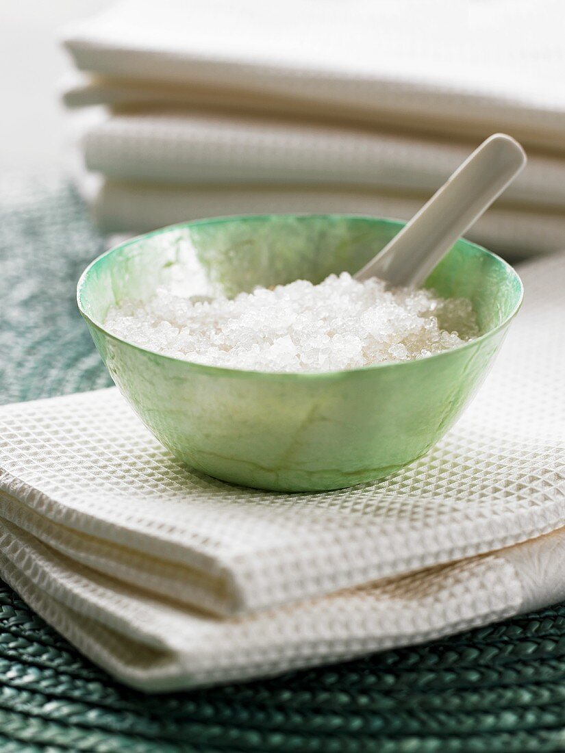 Salt body scrub in a bowl