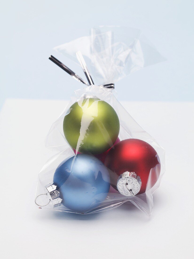 Coloured Christmas baubles to give as a gift