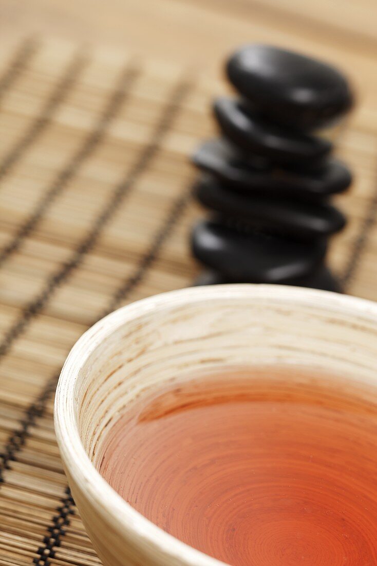 Tea for health in ceramic bowl (detail)