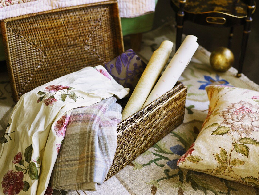 Fabrics in a basket