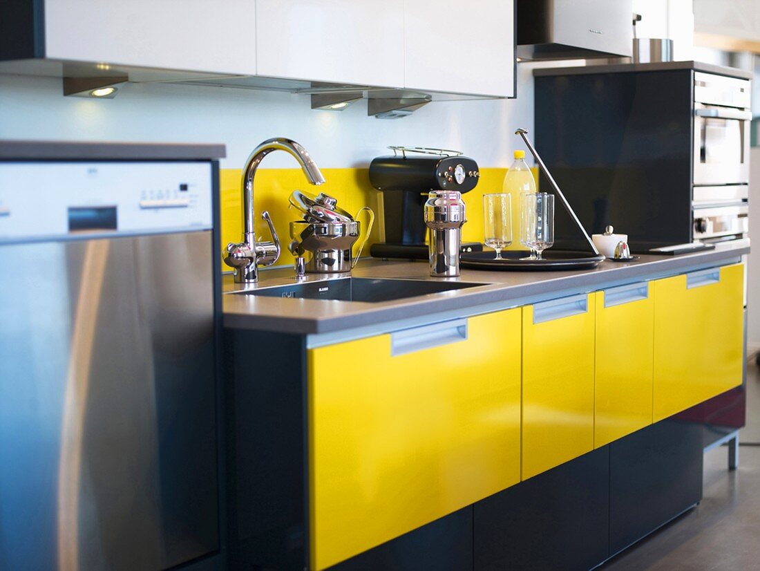 Modern kitchen with yellow units