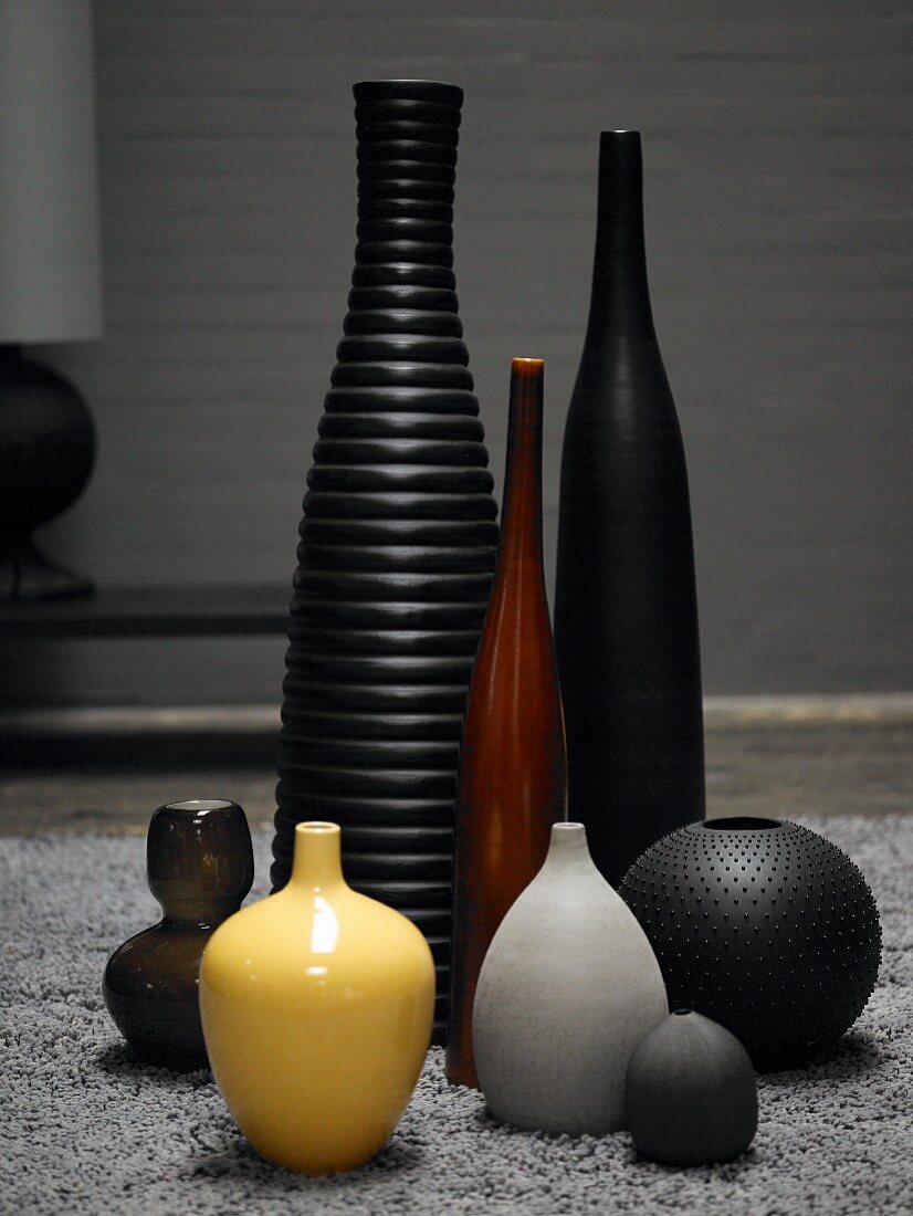 Still-life arrangement of vases