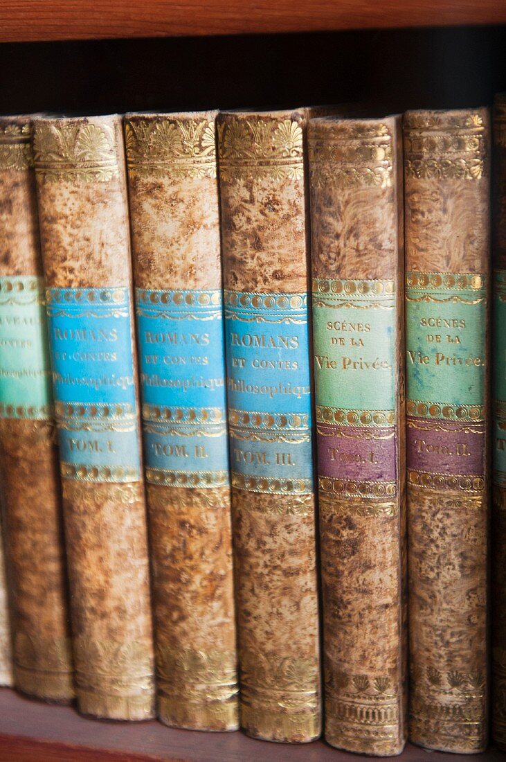 Bibliothek von Corvey - Antiquarische Bücher mit Goldverzierungen auf Buchrücken