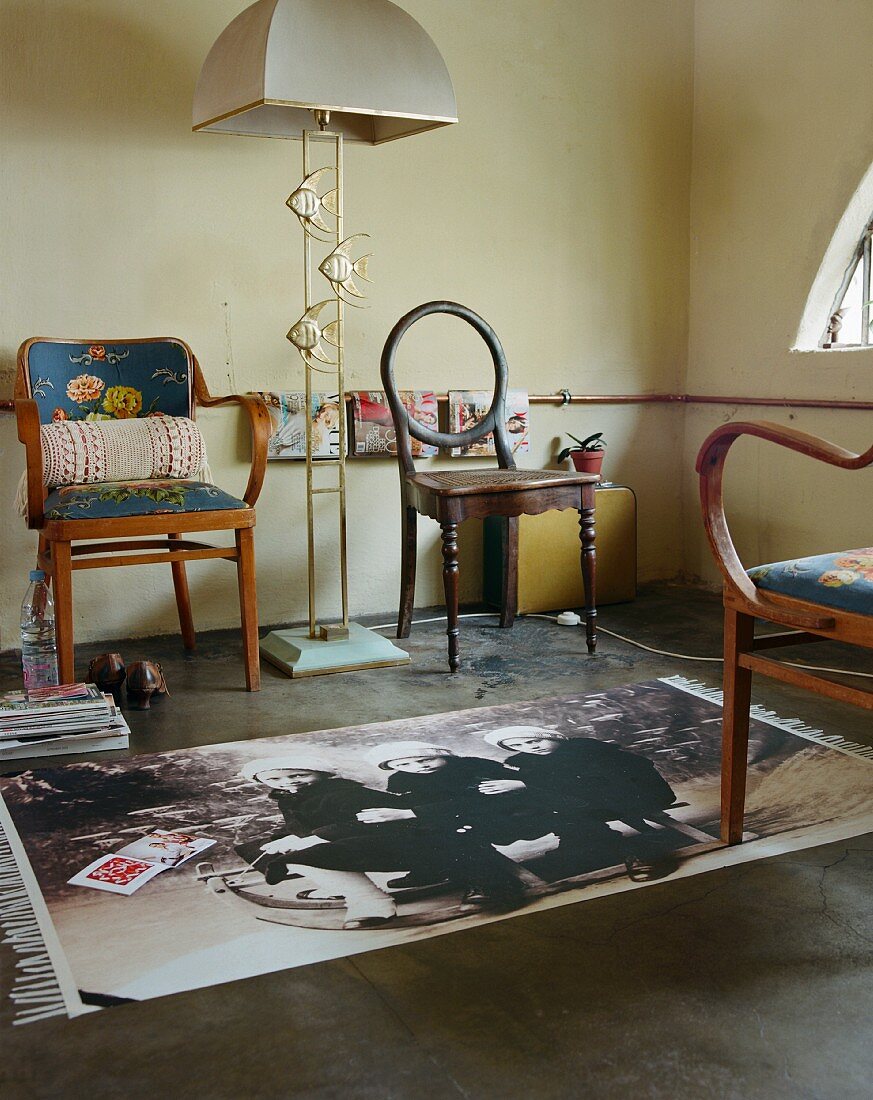 Velour rug with photographic print