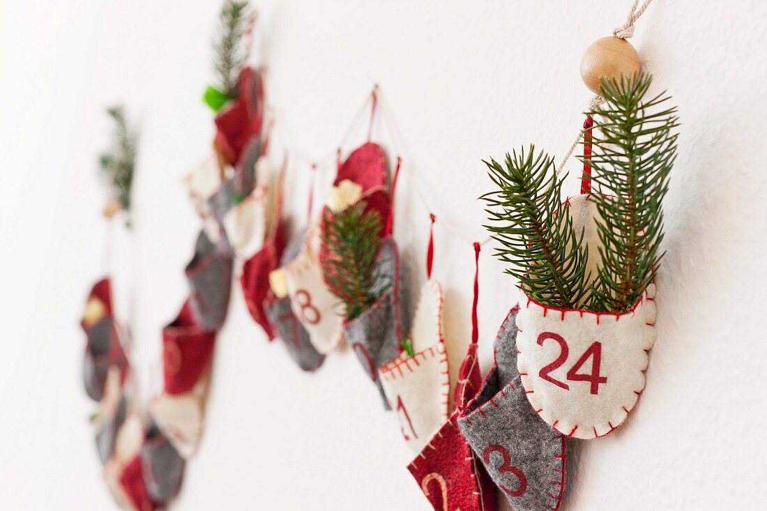 Close up of advent calendar on wall