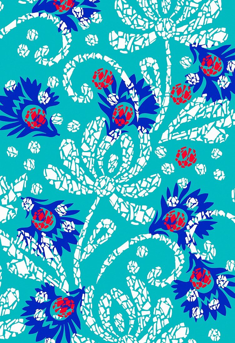 Mosaic-style floral pattern (print)