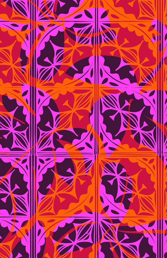 Pink and orange multi-layered pattern (print)