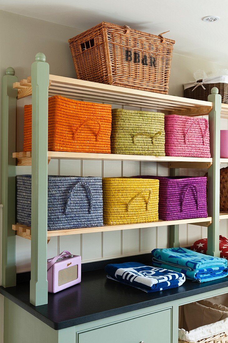 Colourful Storage Baskets With Handles, Baskets For Shelves