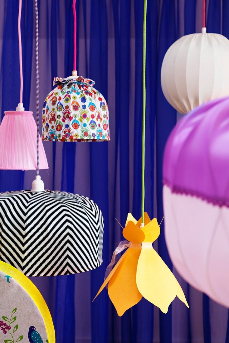 Various hand-crafted lampshades