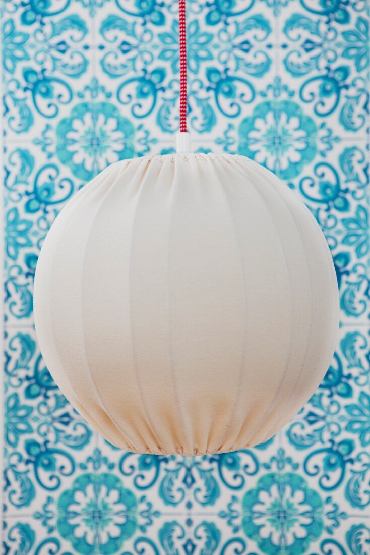 Hand-crafted pendant lamp with white lampshade